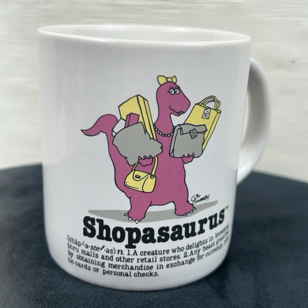 Vintage Shopasaurus Cliff Galbraith Saurus Gang Coffee Mug Cup 1986 Talking Tops